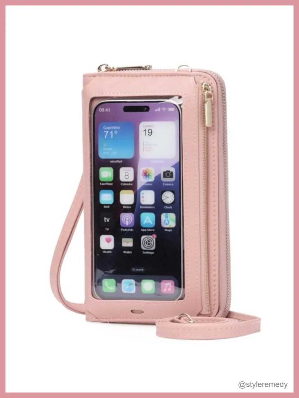 Faux Leather RFID Blocking Crossbody Phone Purse with Touch Screen Window